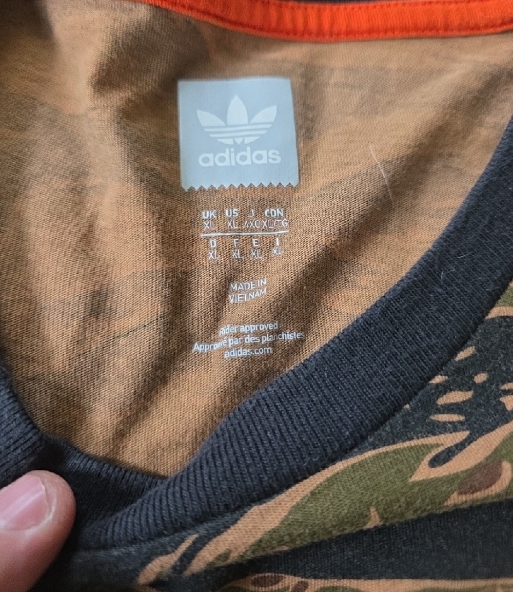 Adidas Tiger Stripe Baseball Raglan Tee - Black, Olive & Tan Camo 3/4 Sleeve - Picture 2 of 2
